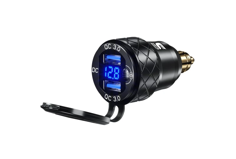 SEFIS 2x USB socket - charger DIN HELLA QC 3.0 USB-A for a motorcycle