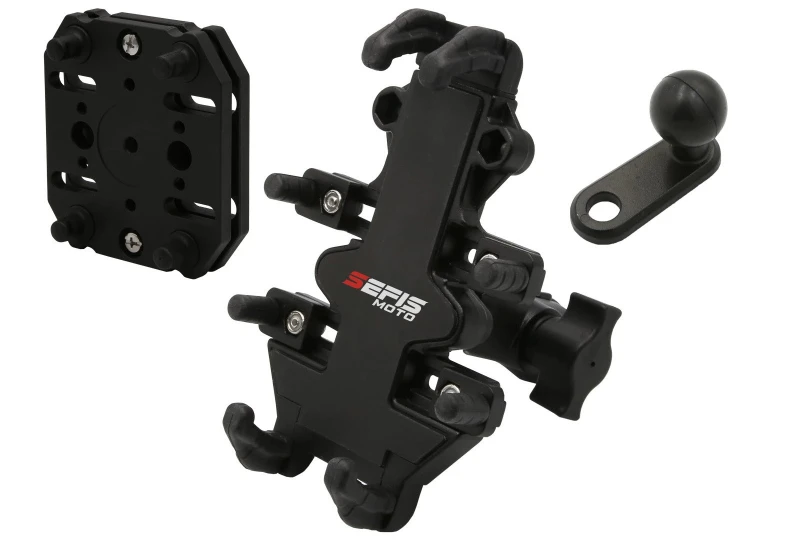 SEFIS SPINE L full metal phone holder under mirror with anti-shock adapter for a motorcycle