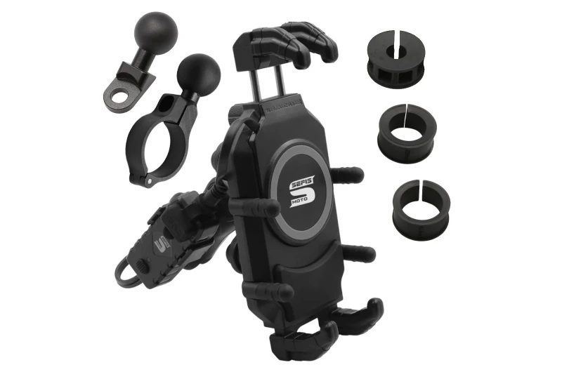 SEFIS Set Bind + Bind Charge phone holder with wireless charger and USB-C socket for a motorcycle SEFIS Set Bind + Bind Charge phone holder with wireless charger and USB-C socket for a motorcycle