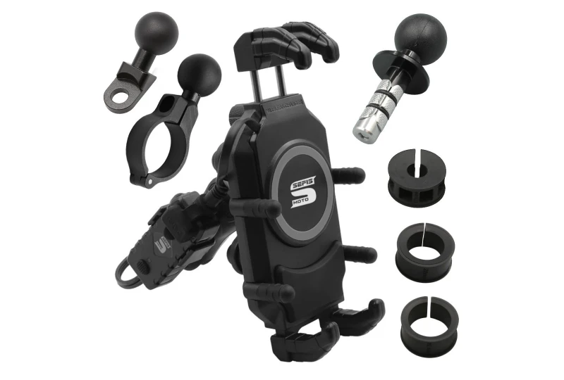 SEFIS Set Bind + Bind Charge phone holder with wireless charger and USB-C socket - into the steering neck for a motorcycle SEFIS Set Bind + Bind Charge phone holder with wireless charger and USB-C socket - into the steering neck for a motorcycle