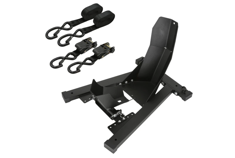 SEFIS C20 motorcycle wheel chock + SEFIS ratchet straps with hooks 25mm x 5m 2pcs for a motorcycle