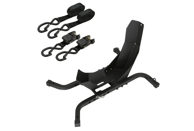 SEFIS C21 motorcycle wheel chock + SEFIS ratchet straps with hooks 25mm x 5m 2pcs for a motorcycle