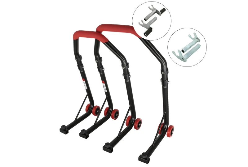 SEFIS D18 front and rear motorcycle stand set - red - 2in1 / hook