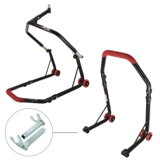 SEFIS D18 front head lift paddock stand and rear paddock stand set - hooks - red SEFIS D18 front head lift paddock stand and rear paddock stand set - hooks - red