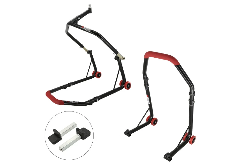 SEFIS D18 front head lift paddock stand and rear paddock stand set - paddles - red