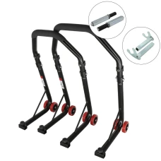 SEFIS D18 front and rear motorcycle stand set - black - single / hook SEFIS D18 front and rear motorcycle stand set - black - single / hook