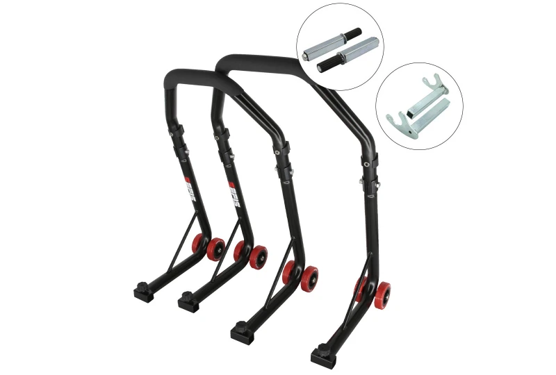 SEFIS D18 front and rear motorcycle stand set - black - single / hook