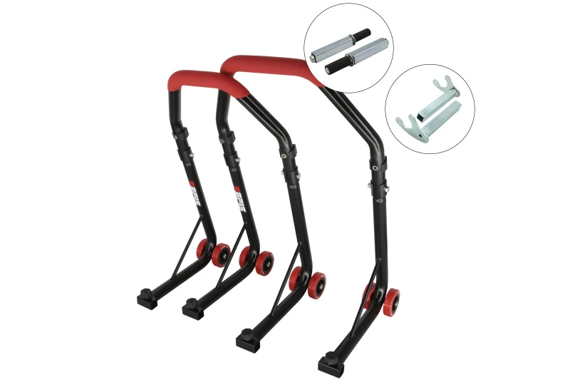 SEFIS D18 front and rear motorcycle stand set - red - single / hook