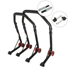 SEFIS D18 front and rear motorcycle stand set - black - single / paddles SEFIS D18 front and rear motorcycle stand set - black - single / paddles