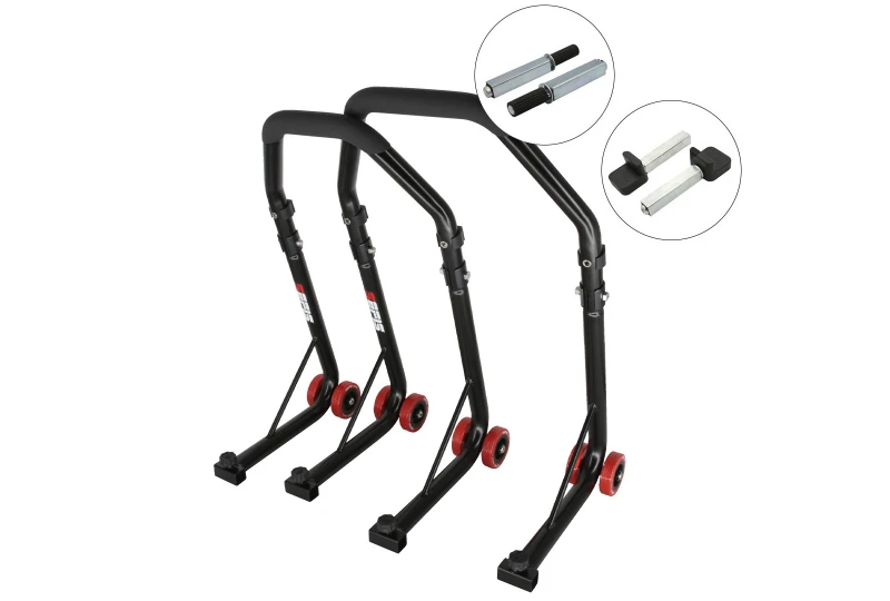 SEFIS D18 front and rear motorcycle stand set - black - single / paddles