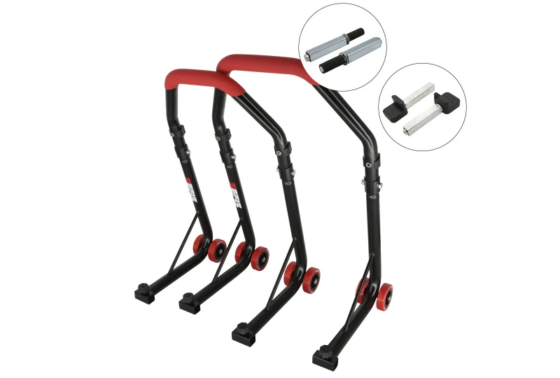 SEFIS D18 front and rear motorcycle stand set - red - single / paddles