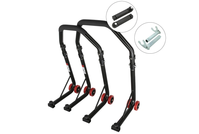 SEFIS D18 front and rear motorcycle stand set - black - pins / hook