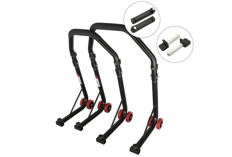 SEFIS D18 front and rear motorcycle stand set - black - pins / paddles