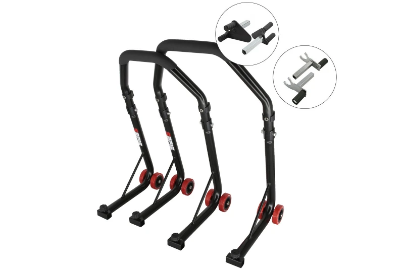 SEFIS D18 front and rear motorcycle stand set - black - forks / 2in1