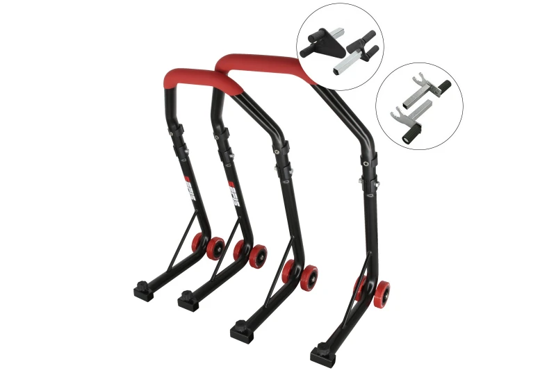 SEFIS D18 front and rear motorcycle stand set - red - forks / 2in1