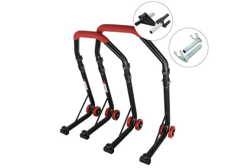 SEFIS D18 front and rear motorcycle stand set - red - forks / hook