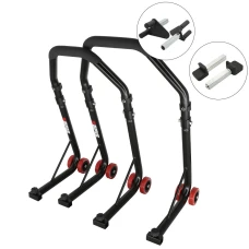 SEFIS D18 front and rear motorcycle stand set - black - forks / paddles SEFIS D18 front and rear motorcycle stand set - black - forks / paddles