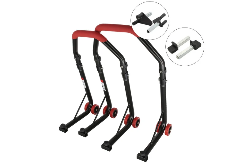 SEFIS D18 front and rear motorcycle stand set - red - forks / paddles