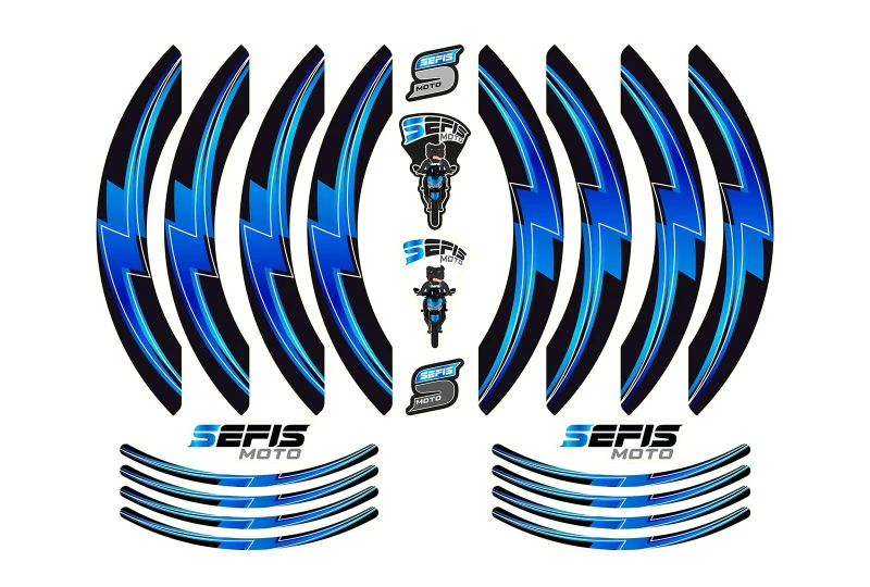 SEFIS PREMIUM ST 1 two-part stickers for wheels - blue for a motorcycle