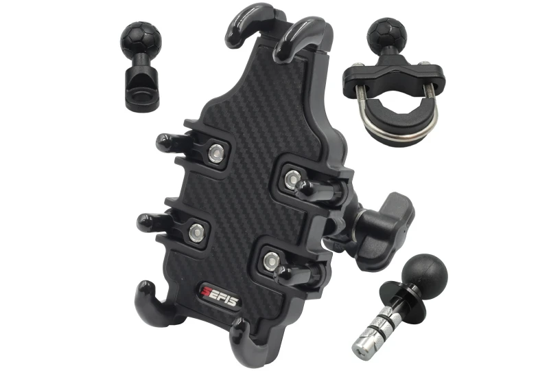 SEFIS Grab durable ABS mobile phone holder with anti-shock adapter - into the steering neck for a motorcycle