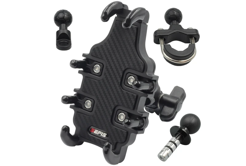 SEFIS Grab durable ABS mobile phone holder with anti-shock adapter - into the steering neck for a motorcycle SEFIS Grab durable ABS mobile phone holder with anti-shock adapter - into the steering neck for a motorcycle