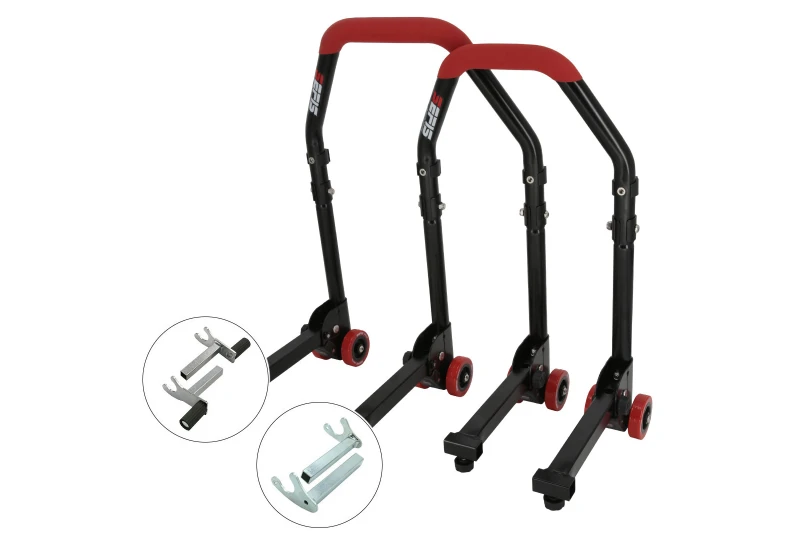 SEFIS M20 foldable mobile universal motorcycle stand front and rear set - 2in1 / hooks