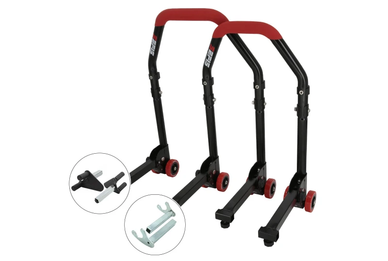 SEFIS M20 foldable universal motorcycle stand front and rear set - forks / hooks