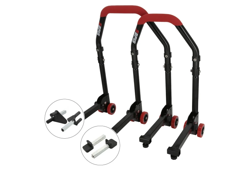 SEFIS M20 foldable universal motorcycle stand front and rear set - forks / paddles