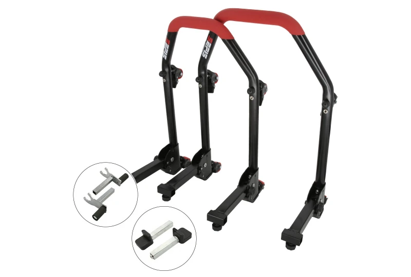 SEFIS M20U foldable mobile universal motorcycle stand front and rear set - 2in1 / paddles