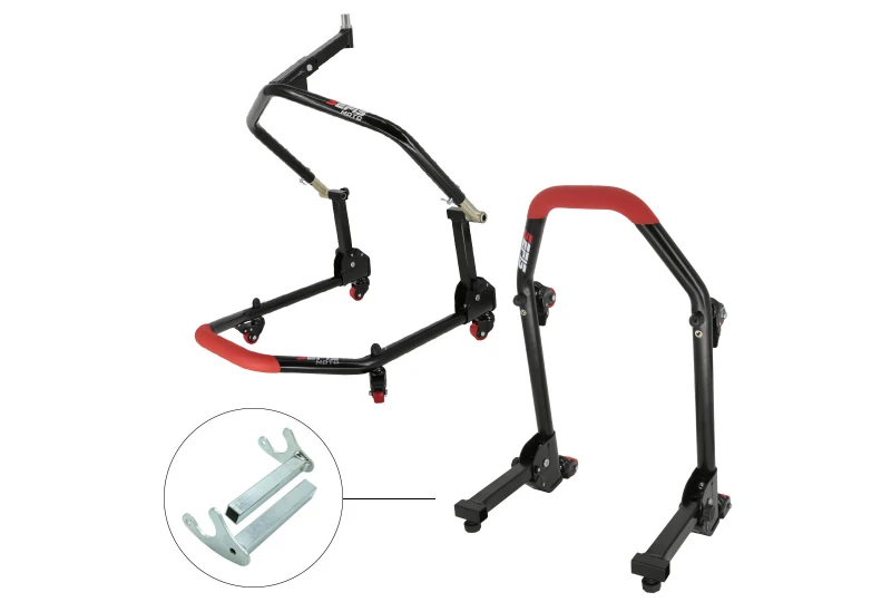 SEFIS M20U folding mobile front head lift paddock stand and rear paddock stand set - hooks