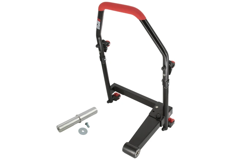 SEFIS M22U single left-sided folding mobile swing arm rear paddock stand with 27.5 mm adapter for a motorcycle