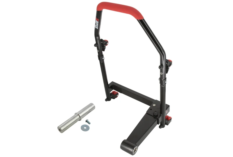 SEFIS M22U single left-sided folding mobile swing arm rear paddock stand with 28.5 mm adapter for a motorcycle