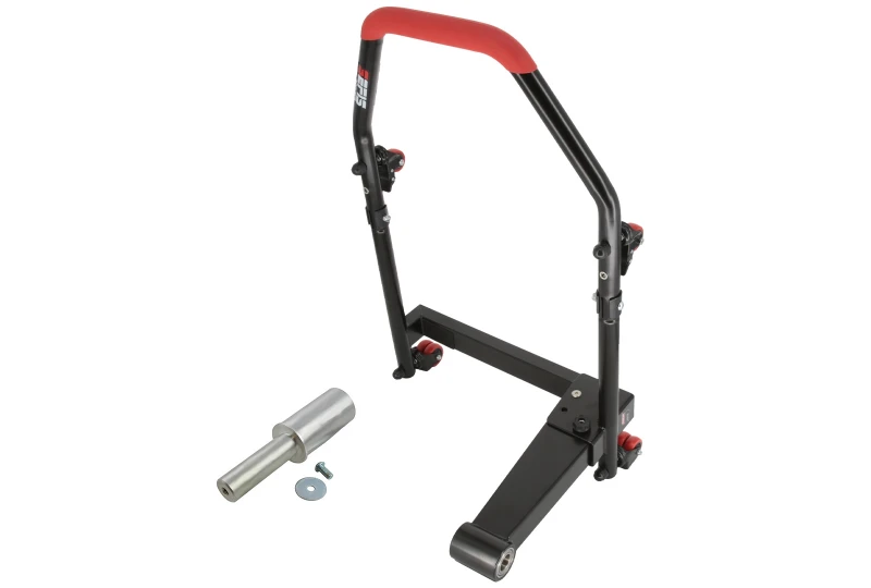 SEFIS M22U single left-sided folding mobile swing arm rear paddock stand with 42.5 mm adapter for a motorcycle