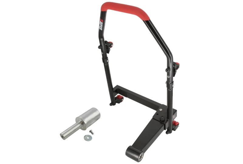 SEFIS M22U single left-sided folding mobile swing arm rear paddock stand with 53.5 mm adapter for a motorcycle