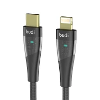 SEFIS charging data cable with USB-C and Lightning LED connectors 20W 1.5m black