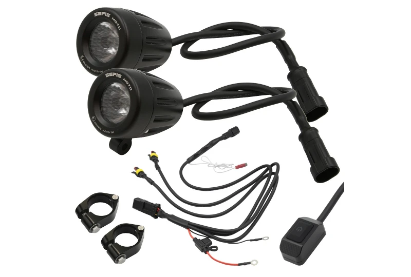 SEFIS Adventure universal auxilary lights 20W with cabling for a motorcycle SEFIS Adventure universal auxilary lights 20W with cabling for a motorcycle
