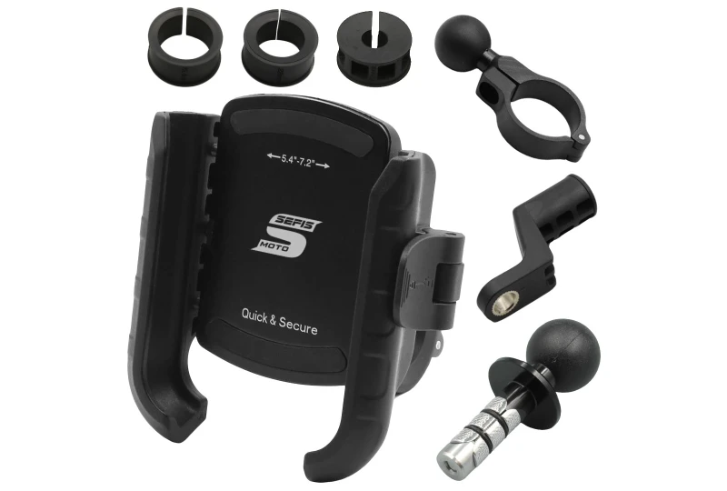 SEFIS RW + phone holder with anti-shock adapter - into the steering neck for a motorcycle