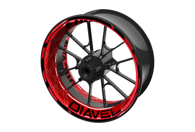 SEFIS one-piece wheel decals DUCATI Diavel black-red