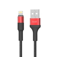 SEFIS Premium-RD charging data cable with USB-A and Lightning connectors 1m black-red