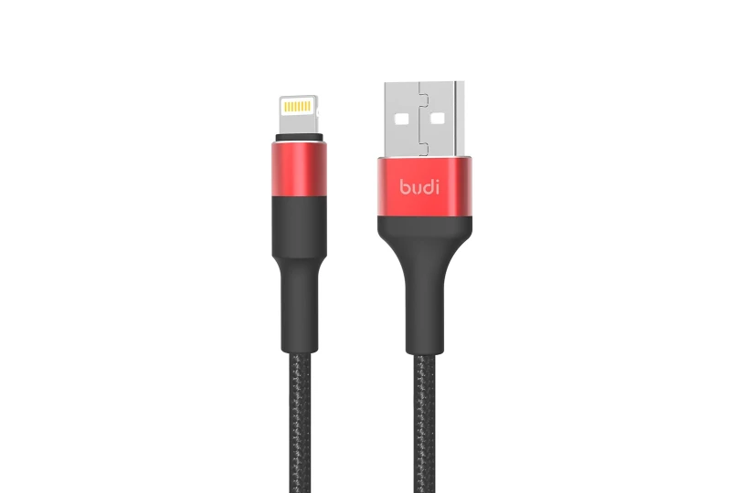 SEFIS Premium-RD charging data cable with USB-A and Lightning connectors 1m black-red