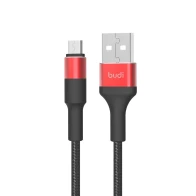 SEFIS Premium-RD charging data cable with USB-A and Micro-SUB connectors 1m black-red