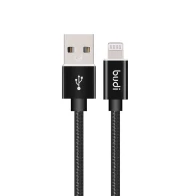 SEFIS charging data cable with USB-A and Lightning connectors 1m black with braid