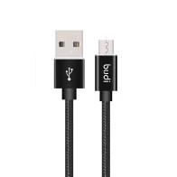 SEFIS charging data cable with USB-A and Micro-USB connectors 1m black with braid