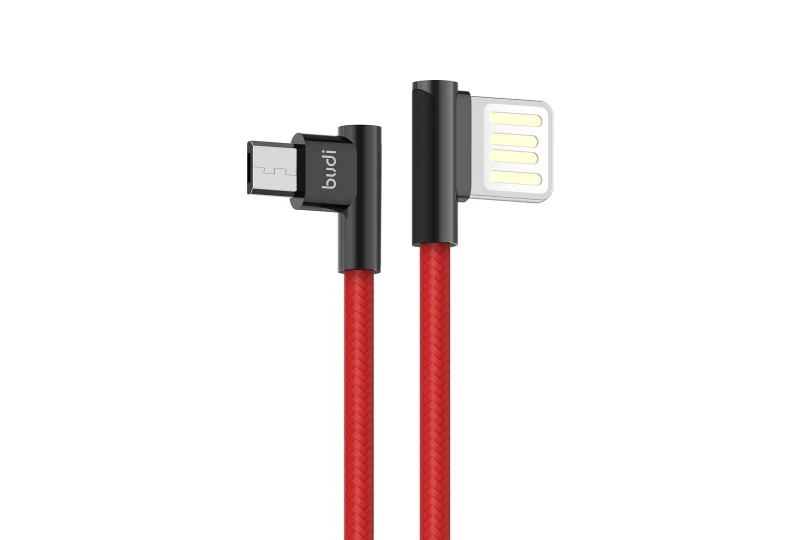 SEFIS charging data cable with rotated USB-A and Micro-USB connectors 1m red