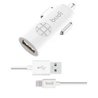 SEFIS USB car recharger for mobile devices 12W 2.4A 5V with Lightning cable 1,2m for iPhone white