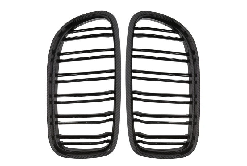 Front grill mask Double-line BMW 3 E90/91 2009-2012 carbon on the car