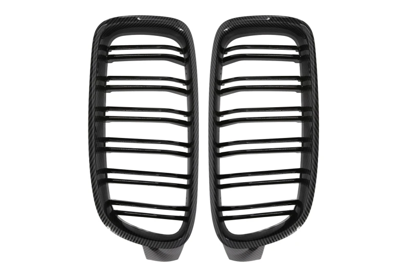 Front grill mask Double-line BMW BMW 3 F30 F31 2012-2018 carbon on the car
