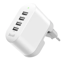 SEFIS fast socket charger with foldable pins 4x USB (2x USB 2.4A 5V + 2x USB 1A 5V)