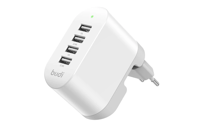 SEFIS fast socket charger with foldable pins 4x USB (2x USB 2.4A 5V + 2x USB 1A 5V) for the car