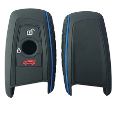 Silicone key cover BMW F10 F20 F30 Z4 X1 X3 X4 M1 M2 M3 1 2 3 5 7 black with blue line